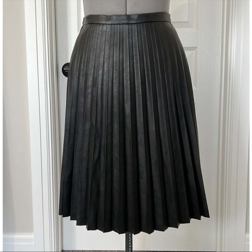 J Crew Faux Leather Pleated Skirt